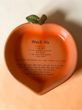 Peach Shaped Recipe Ceramic Pie Plate – Orange